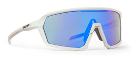 GRAVEL Bianco Opaco Lente Specchio Blu